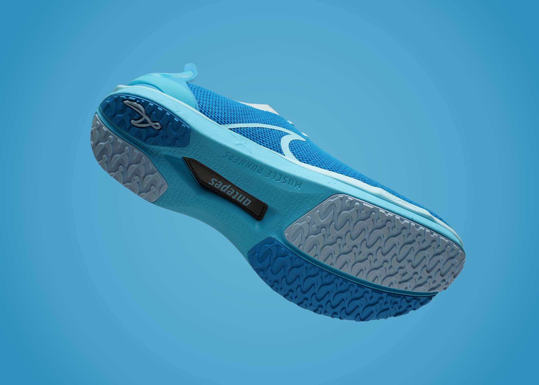 antepes Muscle Runners Hawaii Ocean Blue outsole bottom view